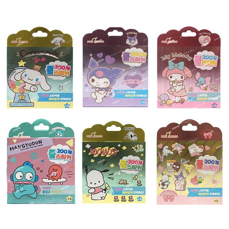 산리오 캐릭터 롤 200개 스티커 6P 세트 (중복 없음) 19,850원