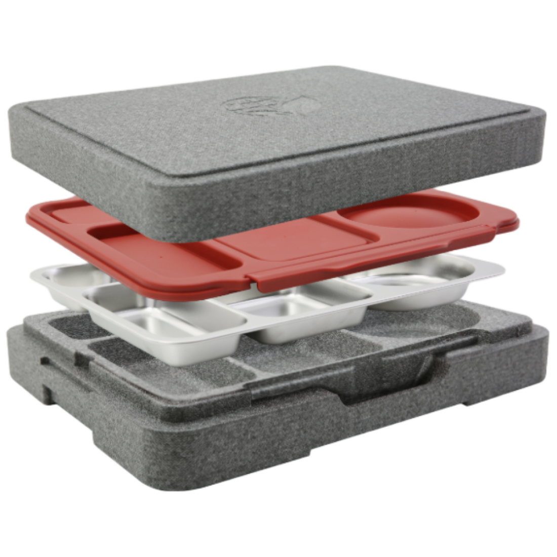 에코런치박스 보온도시락 스테인리스 5찬 배달용 단체급식 업소용 친환경 다회용 식판, 1개, 레드 44,000원