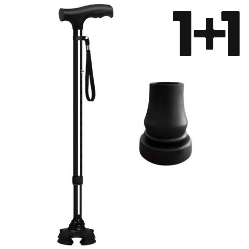 마케즈 초경량 네발 4발 노인 어르신 할머니 할아버지 가벼운 접이식 길이조절용 지팡이, 블랙, 2개 29,000원