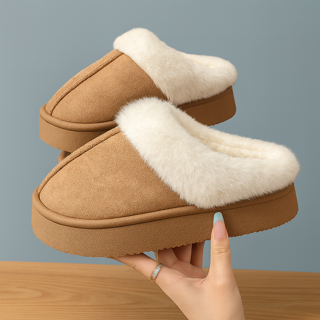 솜솜스퀘어 따뜻한 4cm 통굽 여성용 키높이 털 슬리퍼 16,500원