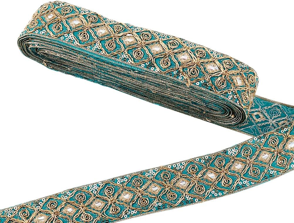 자수 레이스 트림 튤 오픈워크 레이스 민족풍 트림 DIY 의상 장식 웨딩, 1개, 바다블루 14,290원