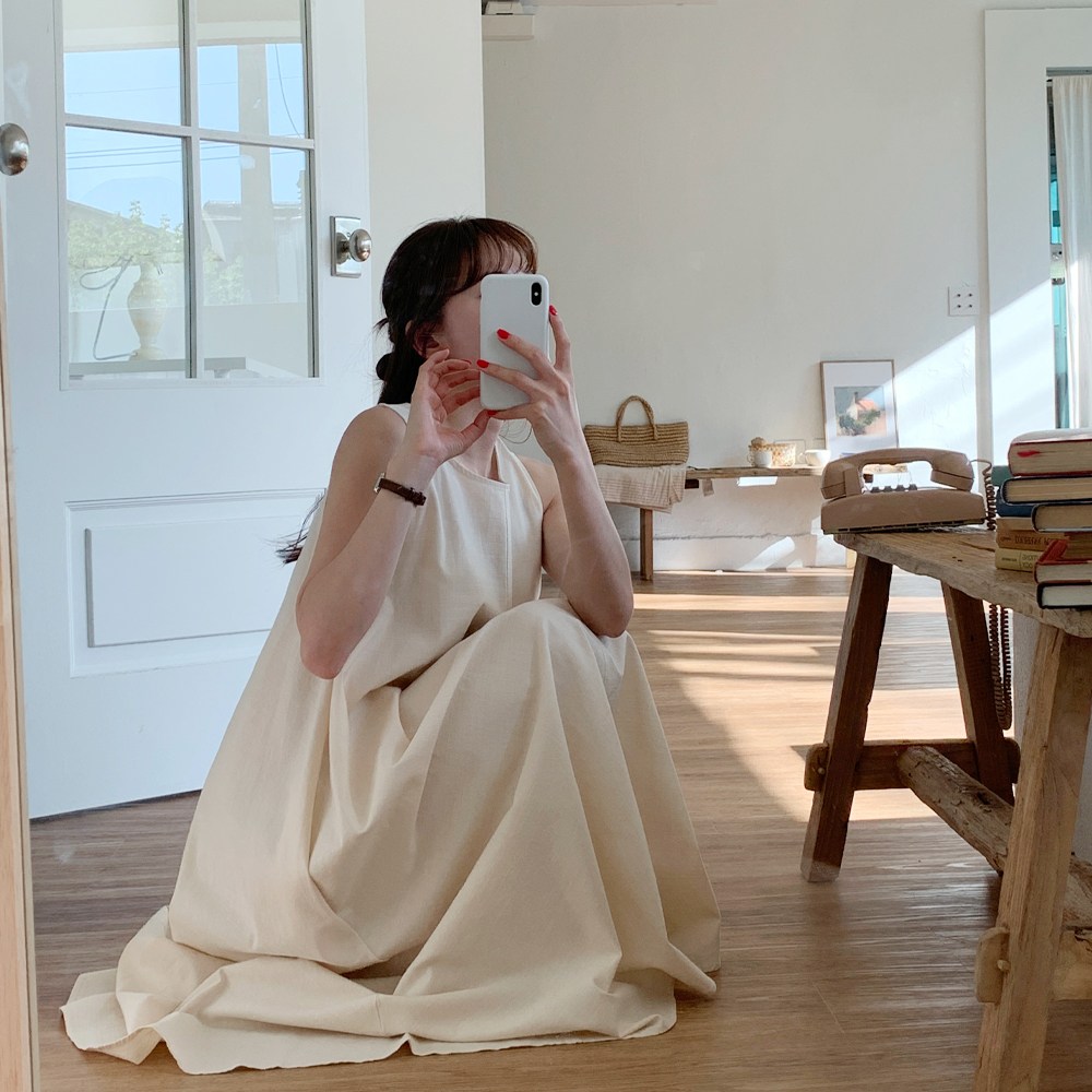 앤샵 여성 드림 라운드 린넨 나시 플레어 여름 롱원피스(3color) 28,900원