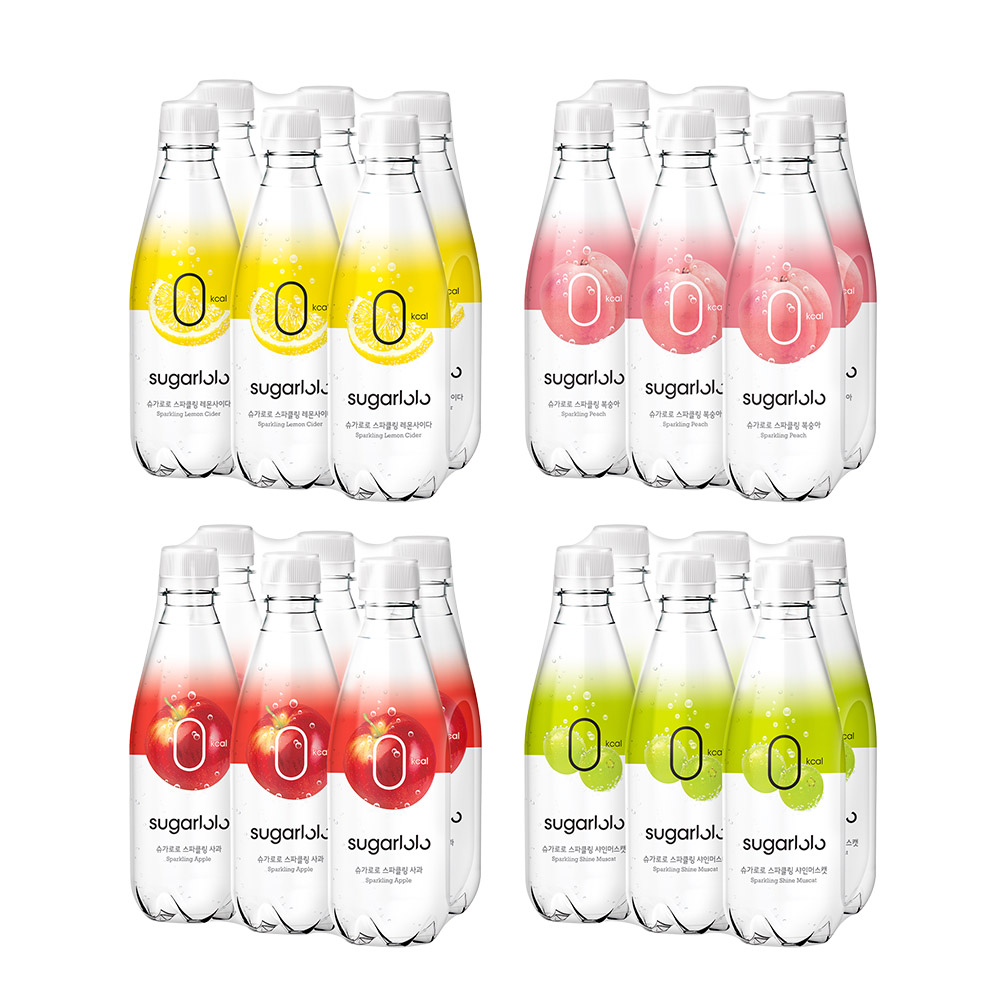 슈가로로 스파클링 복숭아+레몬사이다+샤인머스캣+사과 350ml [6개입*4*2박스] (총 48개입), 48개, 350ml 46,900원