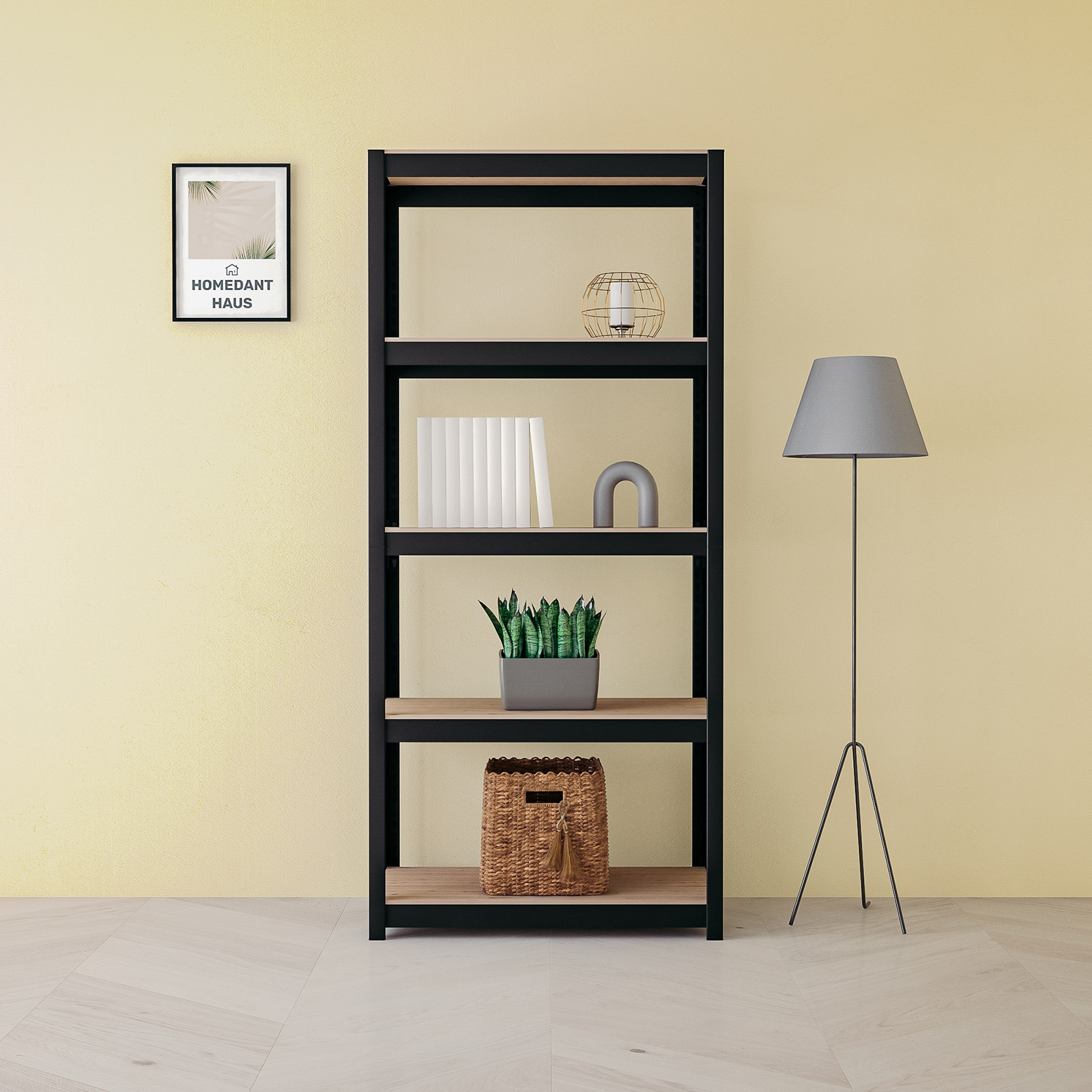 홈던트하우스 국내 제조 철제 무볼트 조립식 앵글 선반, 블랙, 5단 129,100원