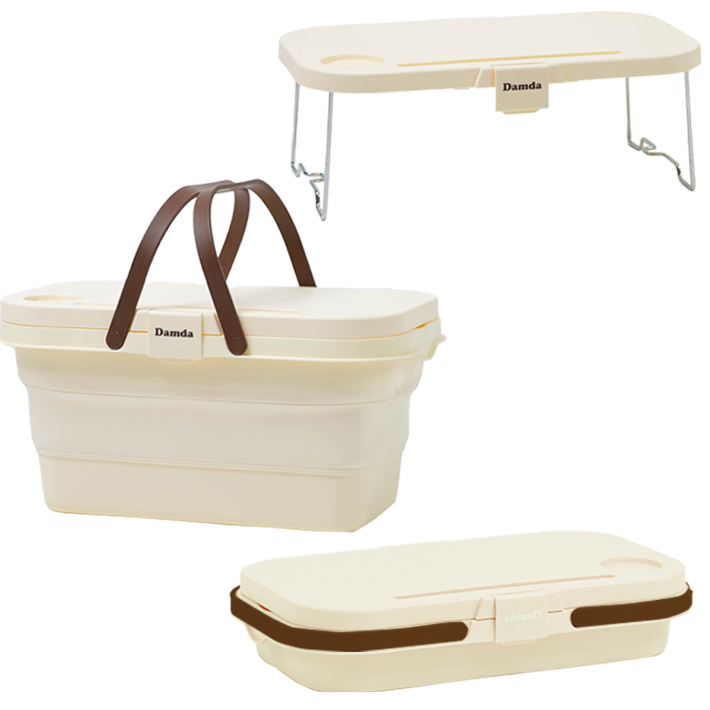 트렌드컨테이너 실리콘 접이식 바구니 캠핑 낚시 피크닉 테이블 설거지통, 1단, 1개, 아이보리 23,300원