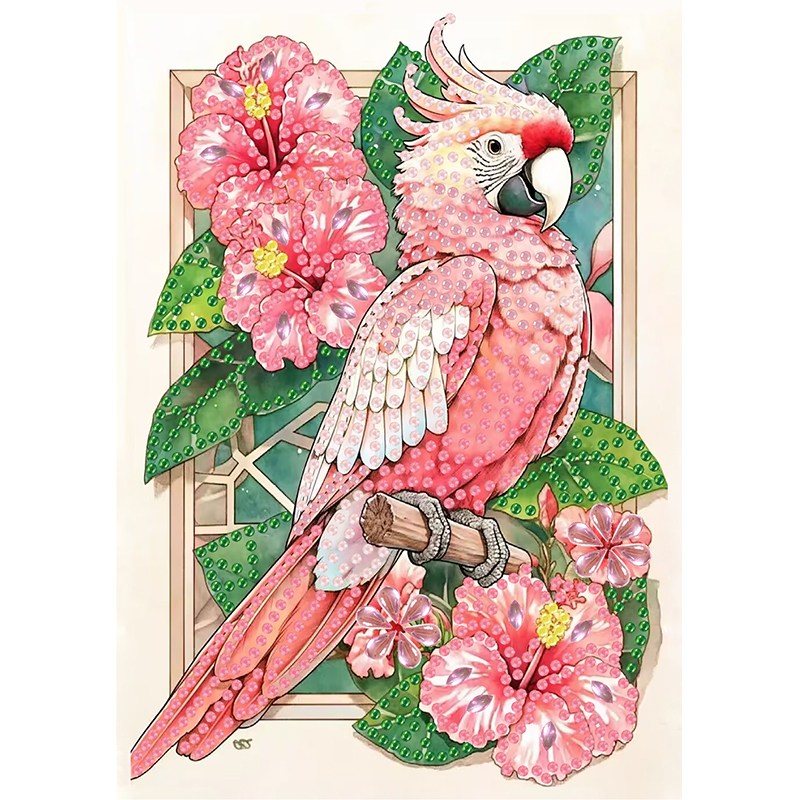 뉴타임즈 특별한 모양의 비즈 보석십자수 캔버스형 DIY 세트 다이아몬드페인팅 모양의 비즈 특별한 선물 수공예 애호가 가정 장식품 상자 액자 없음, 1개, 핑크 앵무새 YW00167-20x25cm 9,800원