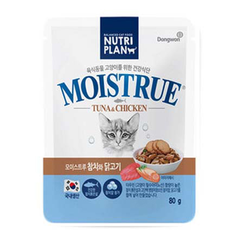 동원 뉴트리플랜 고양이 모이스트루 습식 간식 참치+닭고기 80g 900원