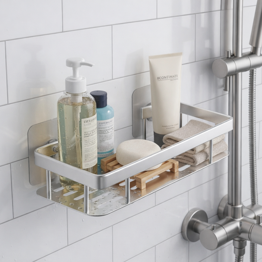 링고룸 깔끔 물빠짐 욕실 선반 다용도 거치대 무타공 초강력 접착 흡착식 5,900원