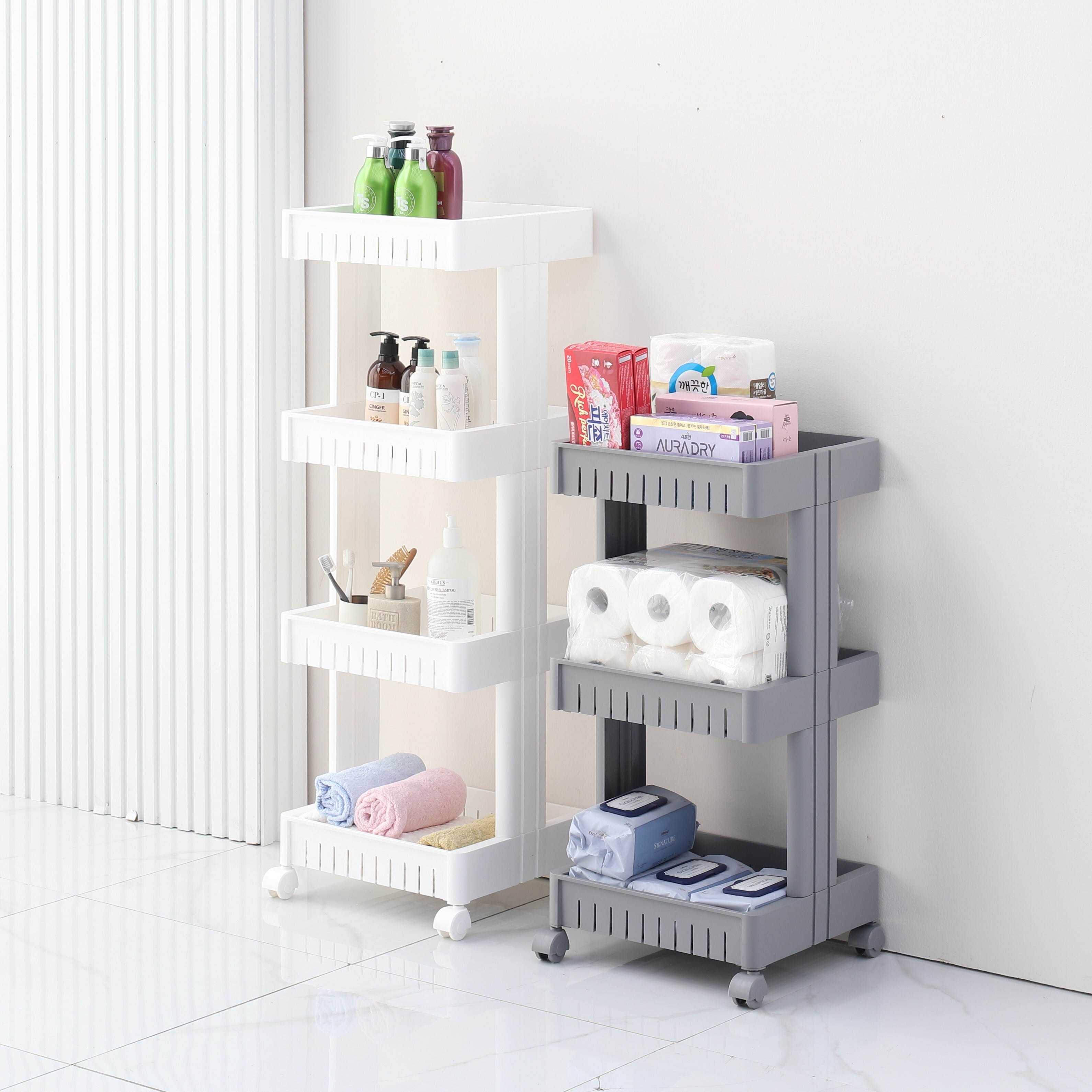 슈마켓 트롤리 선반 중형 3단 화이트 이동식 수납 주방카트 41,390원