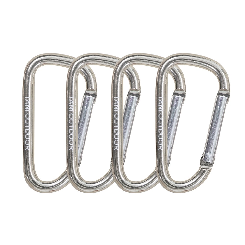 카라비너 대형 중형 소형 D형 S형 고강도 캠핑 비너 차박 타프 텐트 키링, 1세트, 1단, 02_D형 카라비너(실버4) 6,510원