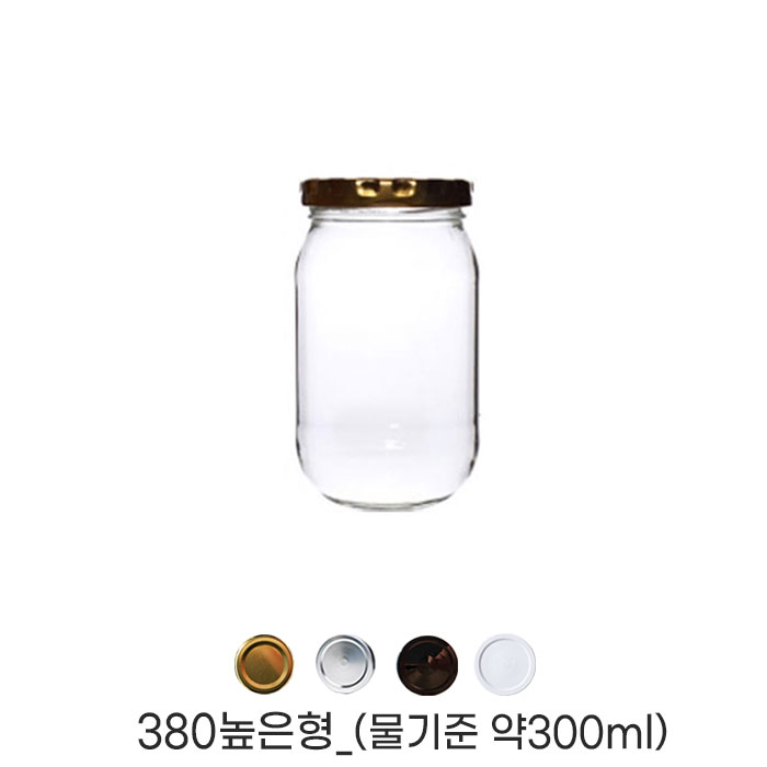 HHmall 유리병(높은형) 380ml_한박스(48개/수축필름제공) 4가지 캡선택(골드,실버,화이트,블랙), 골드, 48개 53,500원