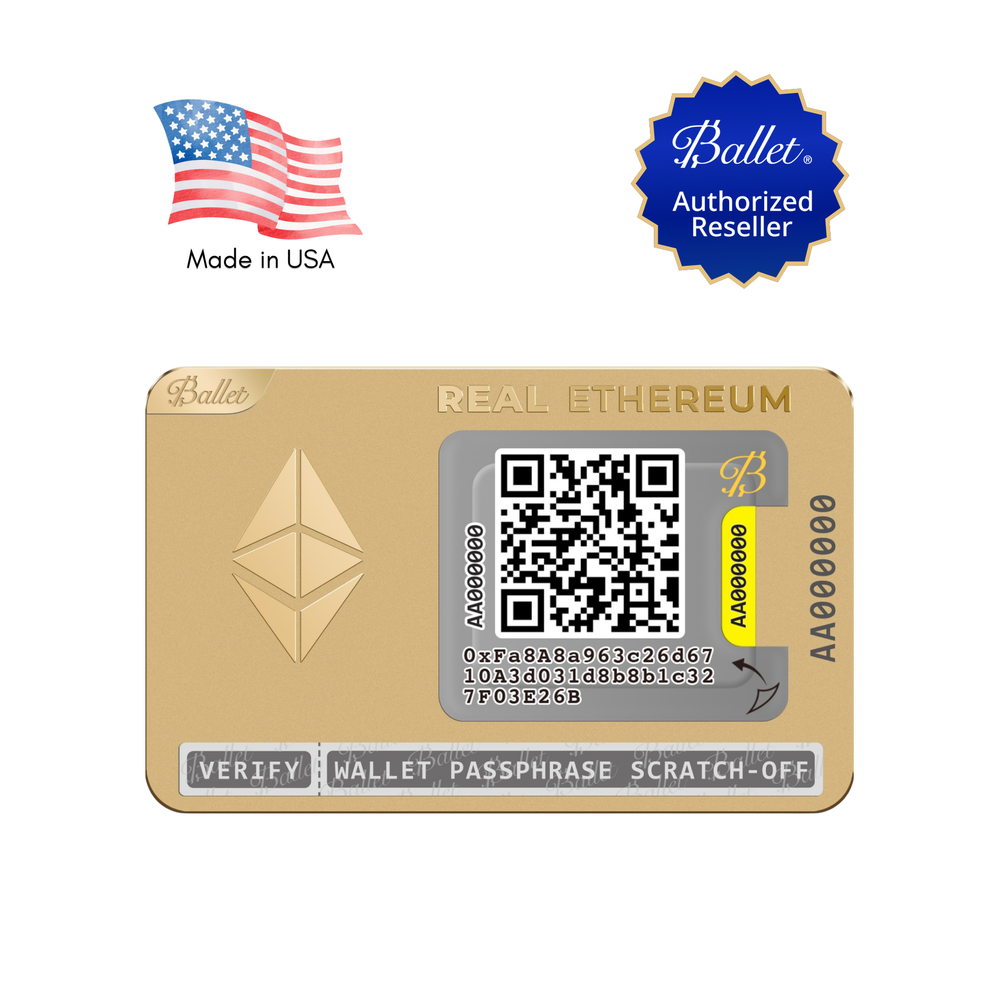 발렛월렛 리얼 카드형 콜드월렛 이더리움 지갑 ETH 골드 1개 410,000원