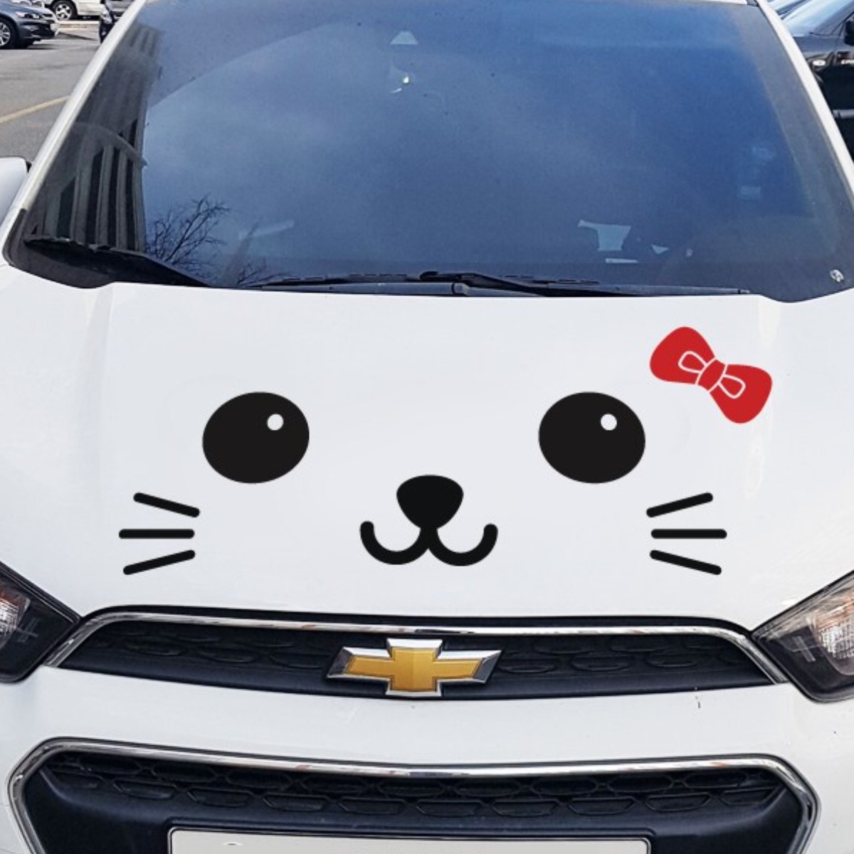 크레코 고양이 자동차 스티커 본넷 캐릭터 차량용스티커 귀여운 차량 튜닝스티커, 블랙, 1개 12,700원