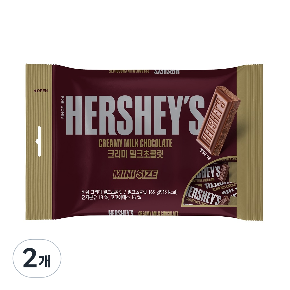 허쉬 크리미 밀크 초콜릿 미니 사이즈, 2개, 165g 13,020원