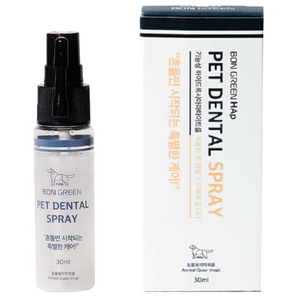 [본그린 HAp 펫 덴탈스프레이]특허받은 하이드록시아파타이트 재광화, 치석 플라그, 치주균제거, 1개, 30ml 13,900원