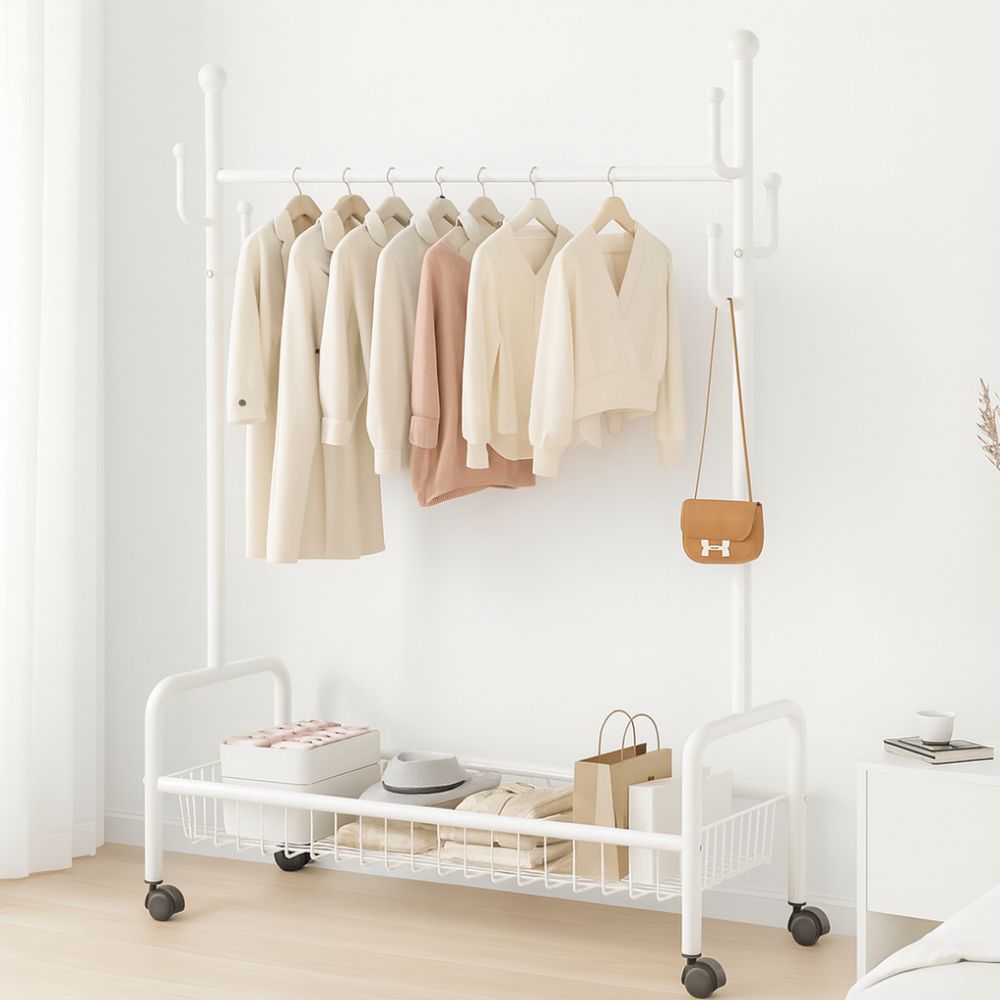 라온프리 튼튼한 철제 수납 이동식행거, 화이트 24,750원