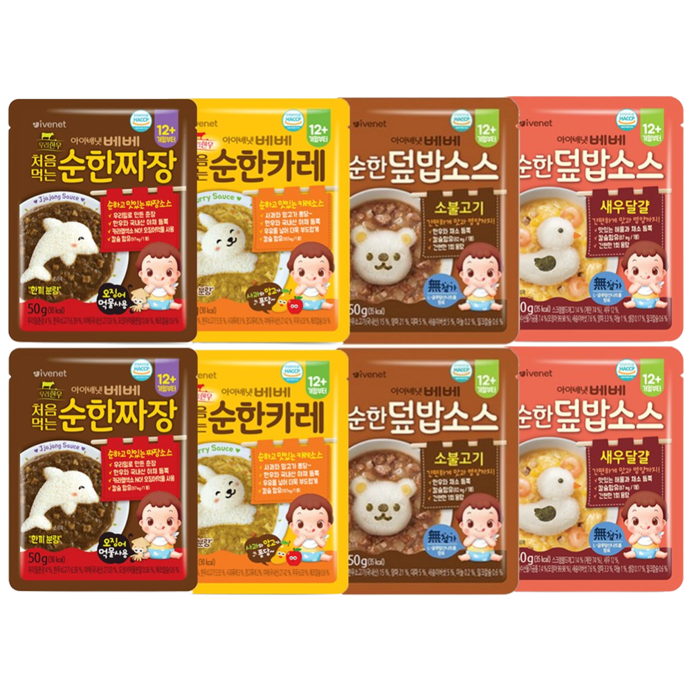 아이배냇 유아용 베베 순한 덮밥 소스 짜장2+카레2+소불고기2+새우달걀2, 8개, 50g 16,320원