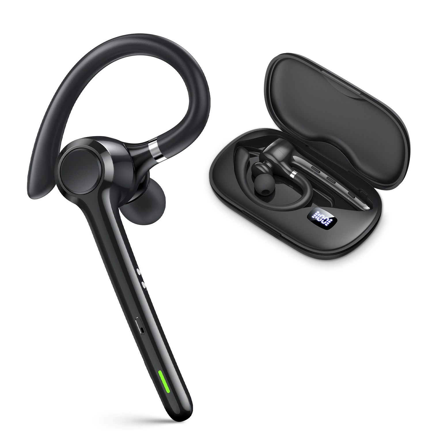 YINTEE 노이즈캔슬링 핸즈프리 귀걸이형 블루투스 이어폰 버튼식 듀얼마이크 통화 초경량 이어셋, 현재가 25,900원