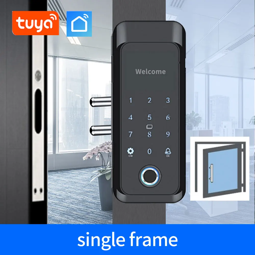 도어락스마트 유리 도어 생체 인식 지문 잠금 장치, 투야 앱, 블루투스 제어, 전자 13.56Mhz RFID 카드 140,900원
