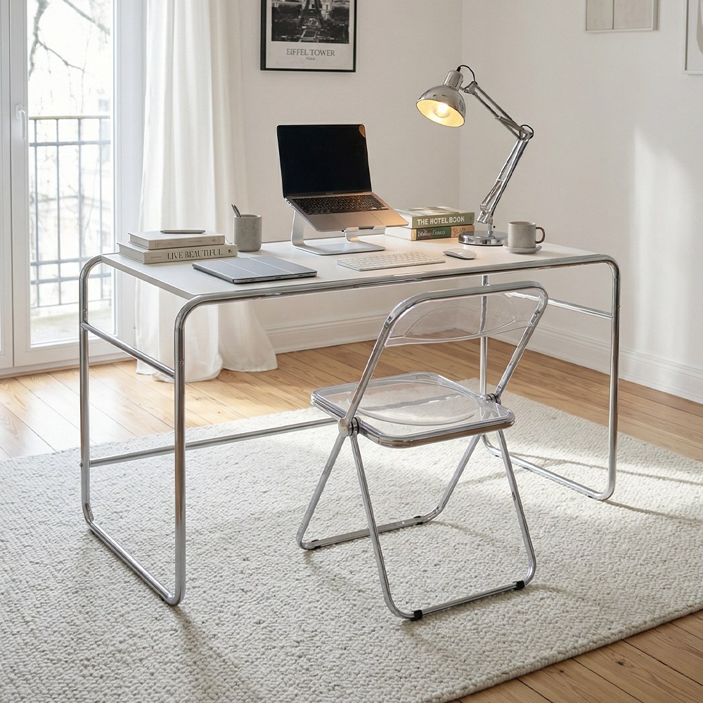 나인홈 클리어 모던 데스크 미드센추리 철제 크롬 다용도 테이블 입식 책상 1200 74,710원