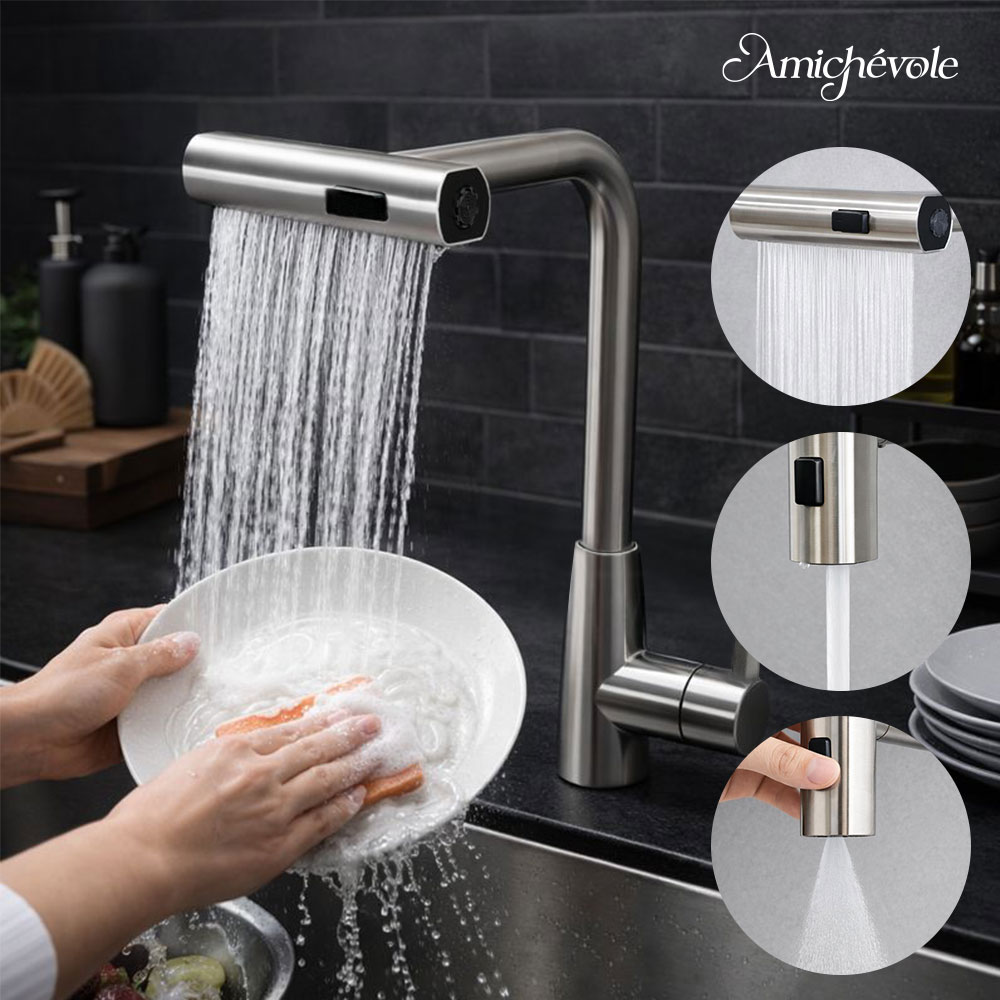 아미체볼레 싱크대수전 3way 씽크대 폭포 수도꼭지 주방 무광 수전 수전헤드 셀프교체 고급형, 1개 99,000원