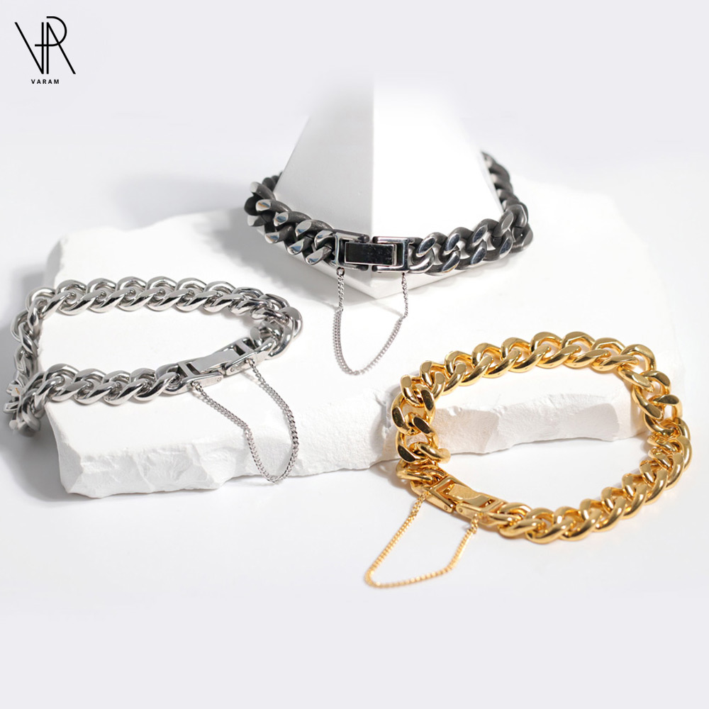 VARAM 버클 체인팔찌 써지컬스틸 남자 여자 커플 체인팔찌 25,900원