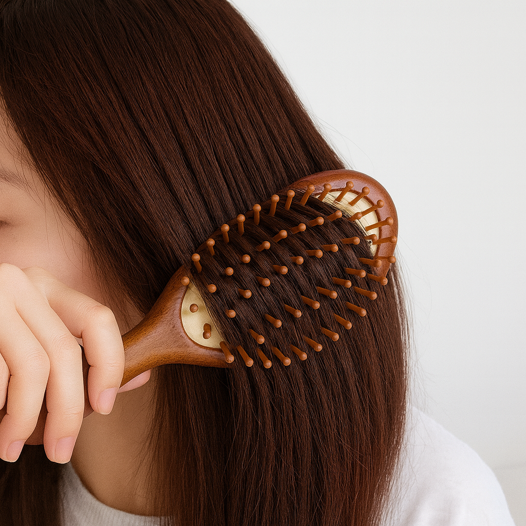 풀팩토리 우드 패들 두피 마사지 케어 쿠션 헤어 브러쉬, 1개, 화이트 7,300원