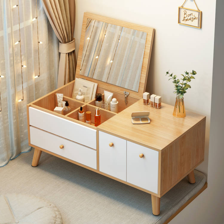 PercyLy 좌식 수납 서랍형 다용도 수납 화장대 미니 화장대 흰색, 오크화이트 50,800원