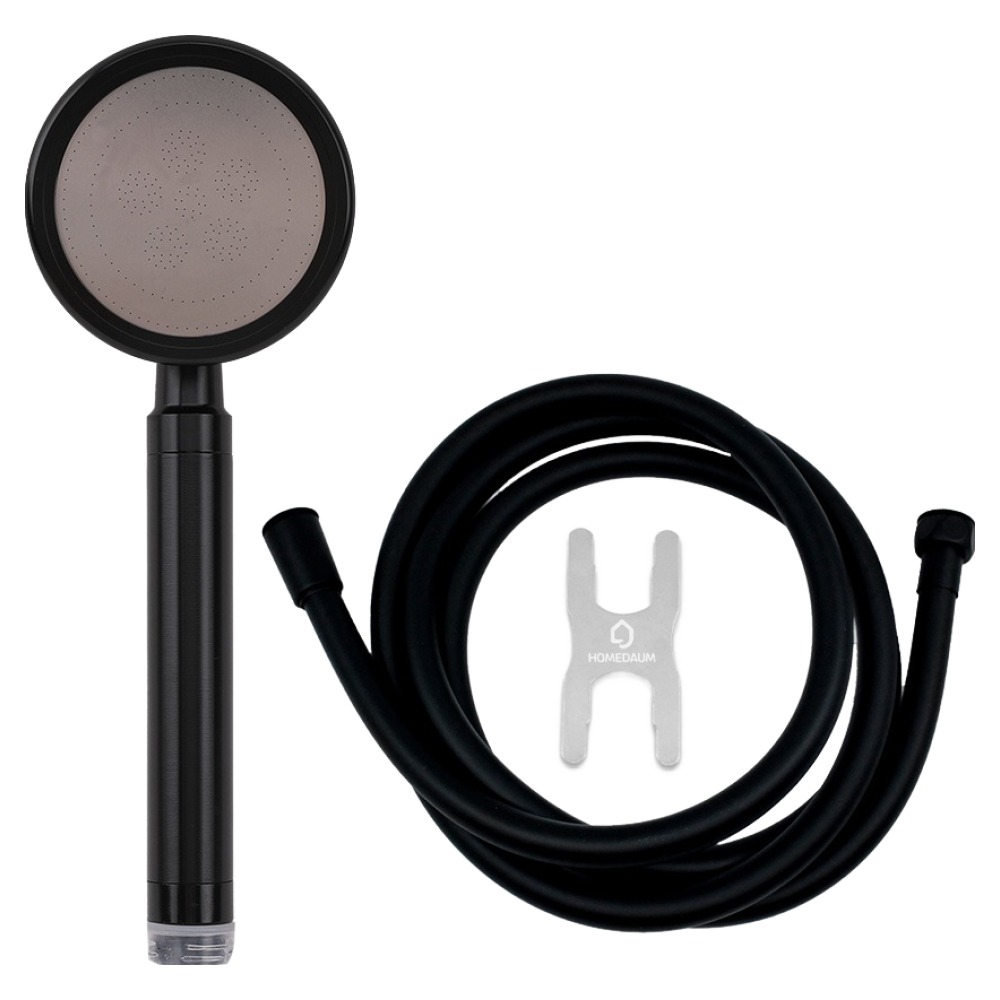 홈다움 더쎈 알루미늄 터보수압 샤워기헤드 H8 + 말랑이 물때방지 튜브형 샤워호스 2m + 스패너 세트, 블랙, 1세트 25,400원