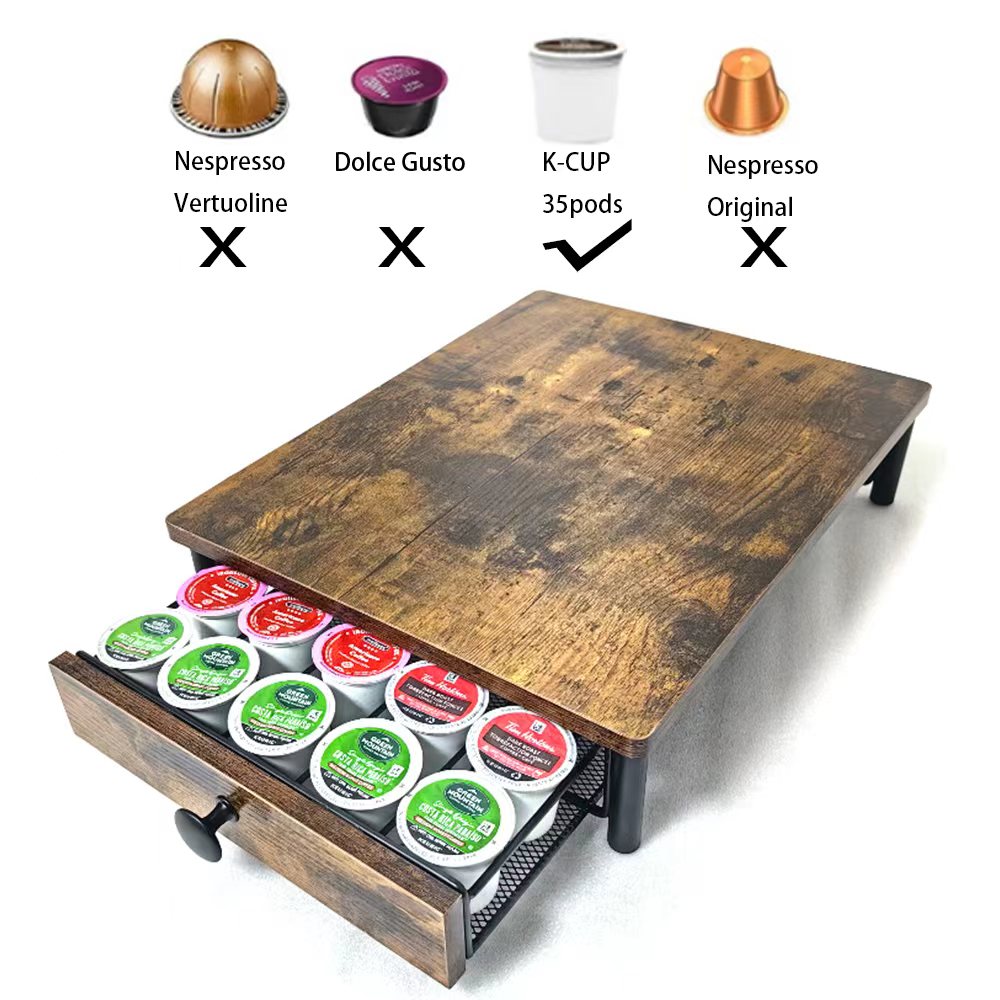 목제 k-cup 커피캡슐 수납 서랍은 35개의 k-cup 캡슐을 넣을 수 있다, 1개, Black 23,000원