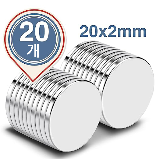 20x2mm 원형 초강력 네오디움 자석 네오디움 블럭자석 자석, 20개, 실버 13,400원