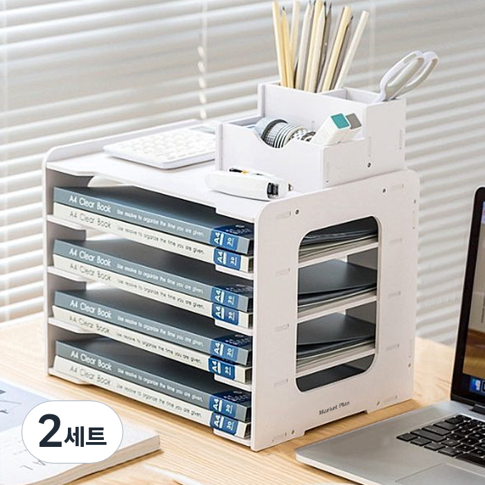 마켓플랜 모던 데스크탑 A4 서류 정리함 세트 5단 가로형 23,800원