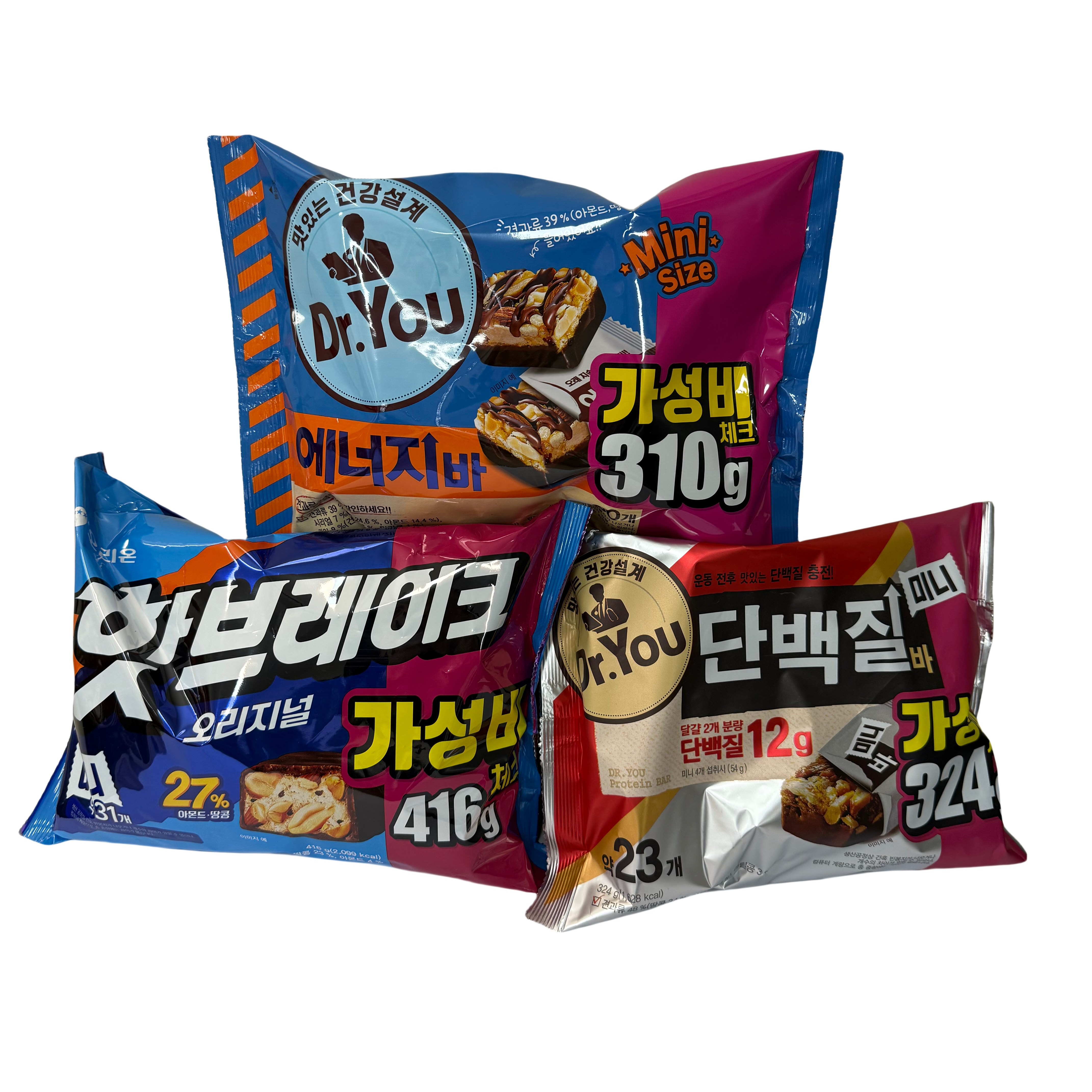 (장우)오리온 미니 에너지바 310g+미니 닥터유 단백질바 324g+ 미니 핫브레이크 416g, 2개, 1.05kg 46,700원