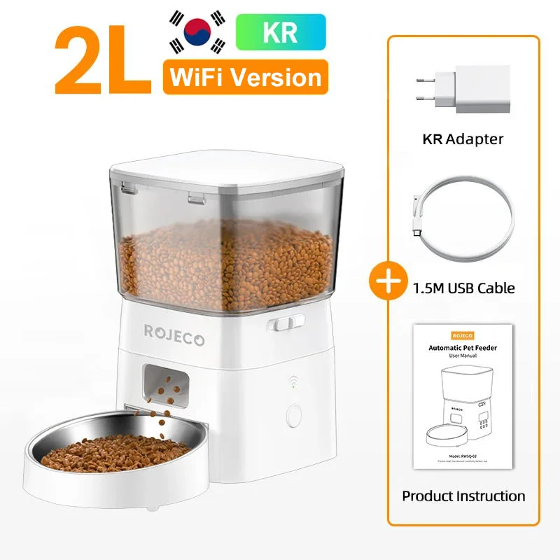 고양이 자동 건조 ROJECO 개를위한 WIFI 액세서리가있는 원격 Kibble 2L 동물 피더 디스펜서 디스펜서 스마트 제어 애완 48,300원