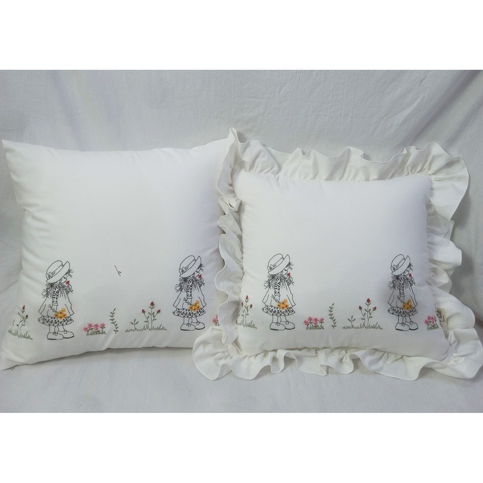 안나홈 광목 들꽃 소녀 쿠션커버 38,500원