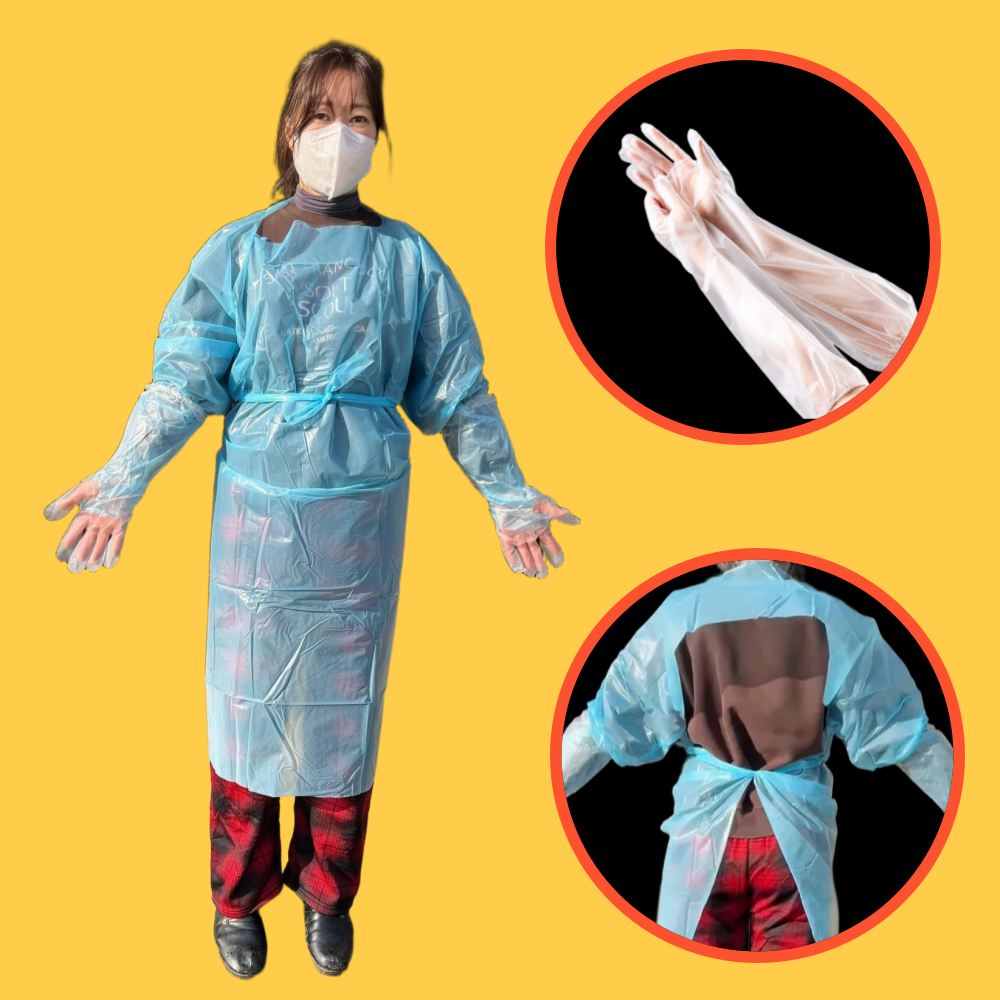 일회용 전신 비닐 앞치마 5매 + 롱비닐장갑 5쌍 10,800원