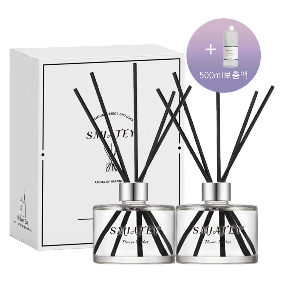 스미어티 프리미엄 200ML 2개 디퓨저 실내 방향제+500ML 대용량 리필액 선물 세트 집 화장실 방향제 9,800원