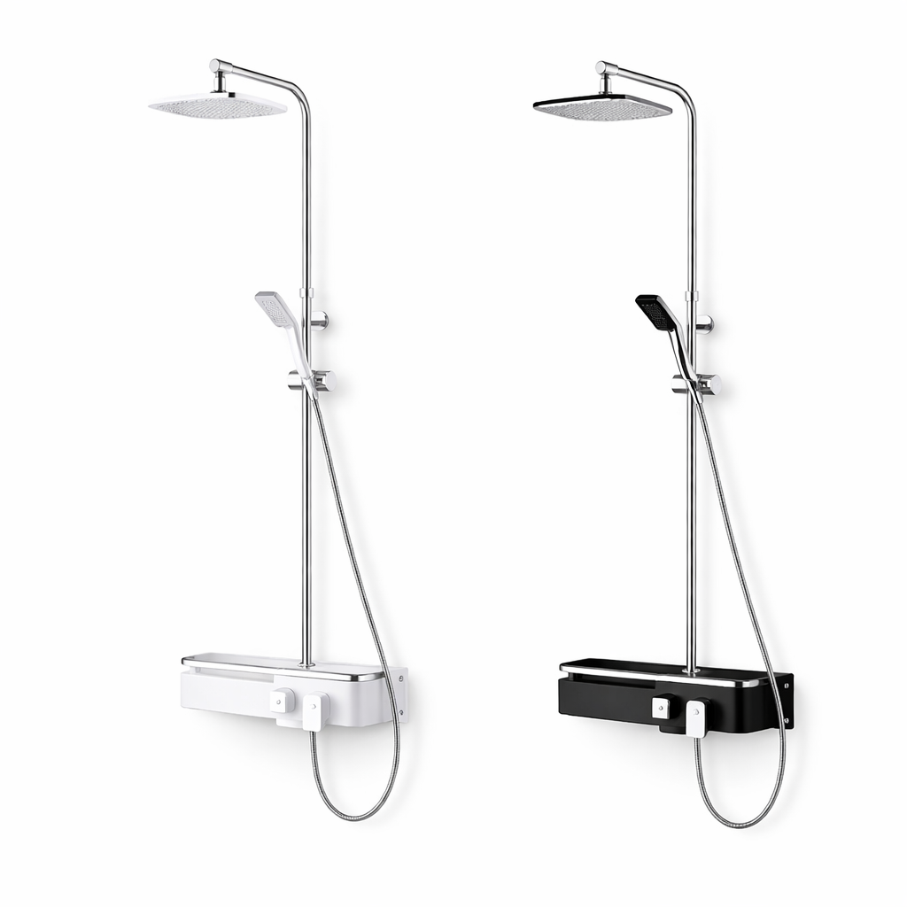 설치영상포함 무타공 선반형 해바라기 샤워기, 1개, 블랙 74,500원