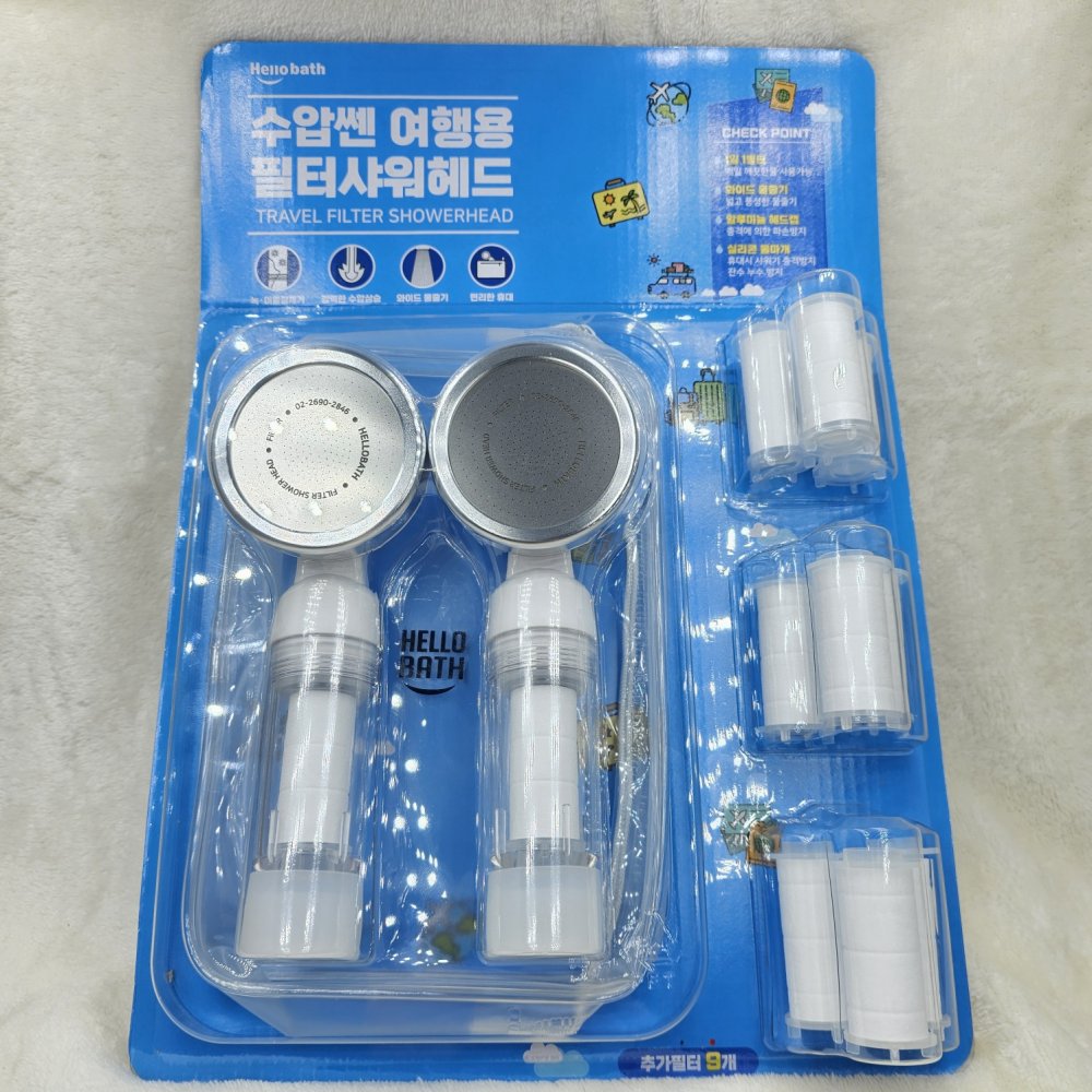 몽글몽글마켓 수압쎈 여행용 샤워헤드 2P+필터9P, 화이트, 1개 19,900원