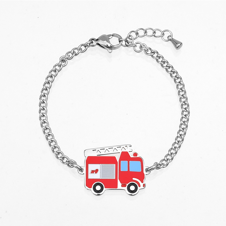 MX KIDS 써지컬스틸 미아방지 팔찌 217B 소방차 유아동 키즈 각인 어린이 체인 아기, 소방차 팔찌, 1개 19,900원