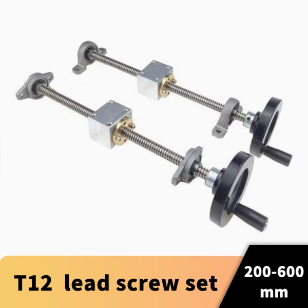 T12 리드 스크류 12mm 핸드 휠 가이드 레일 나사 100 150 200 250 300 350 400 500 600mm +  브래킷 DIY 단 25,800원