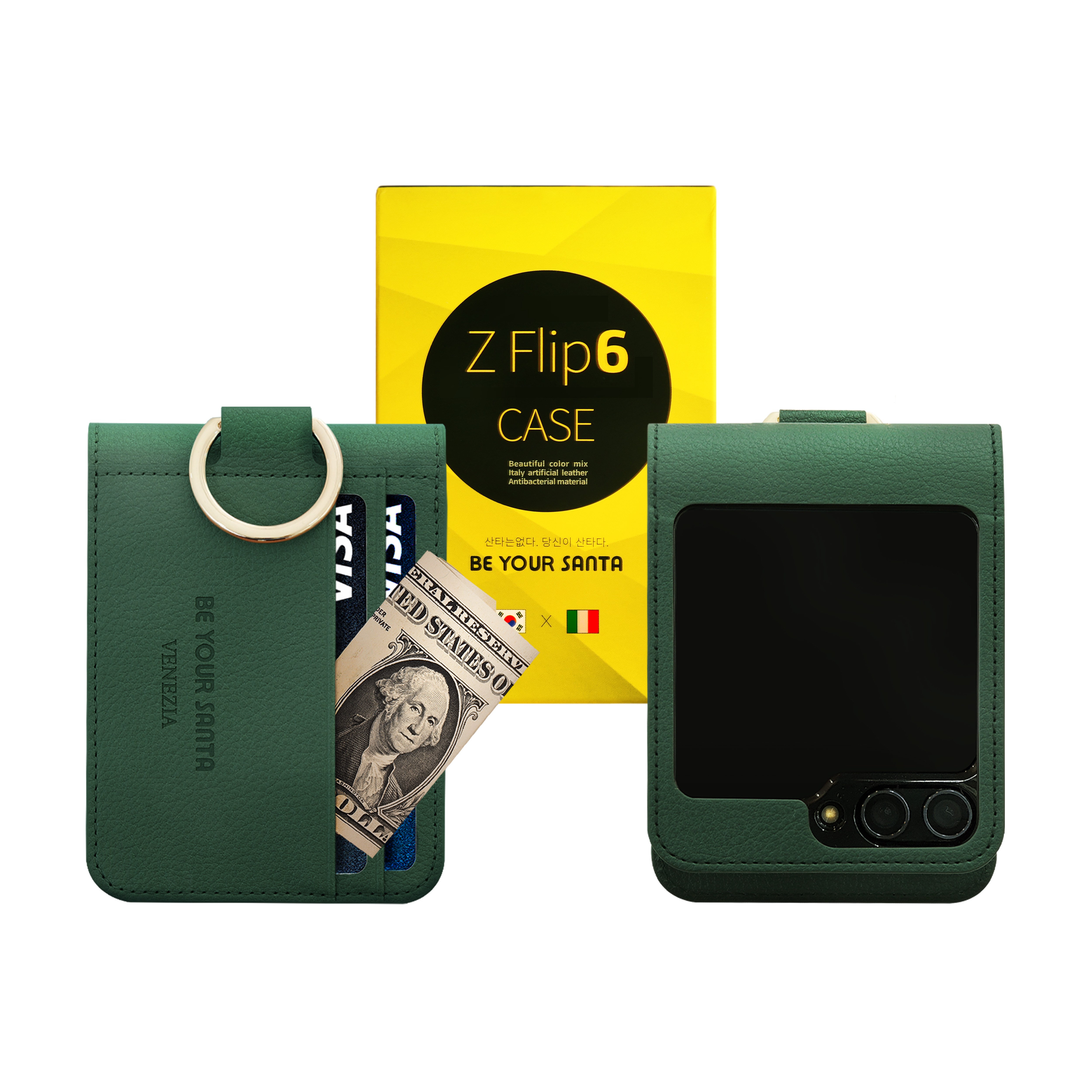 비유어산타 갤럭시 Z플립6 케이스 링 지갑 이태리원단 힌지보호 베네치아(카드수납) 나폴리(카드수납불가) 41,500원