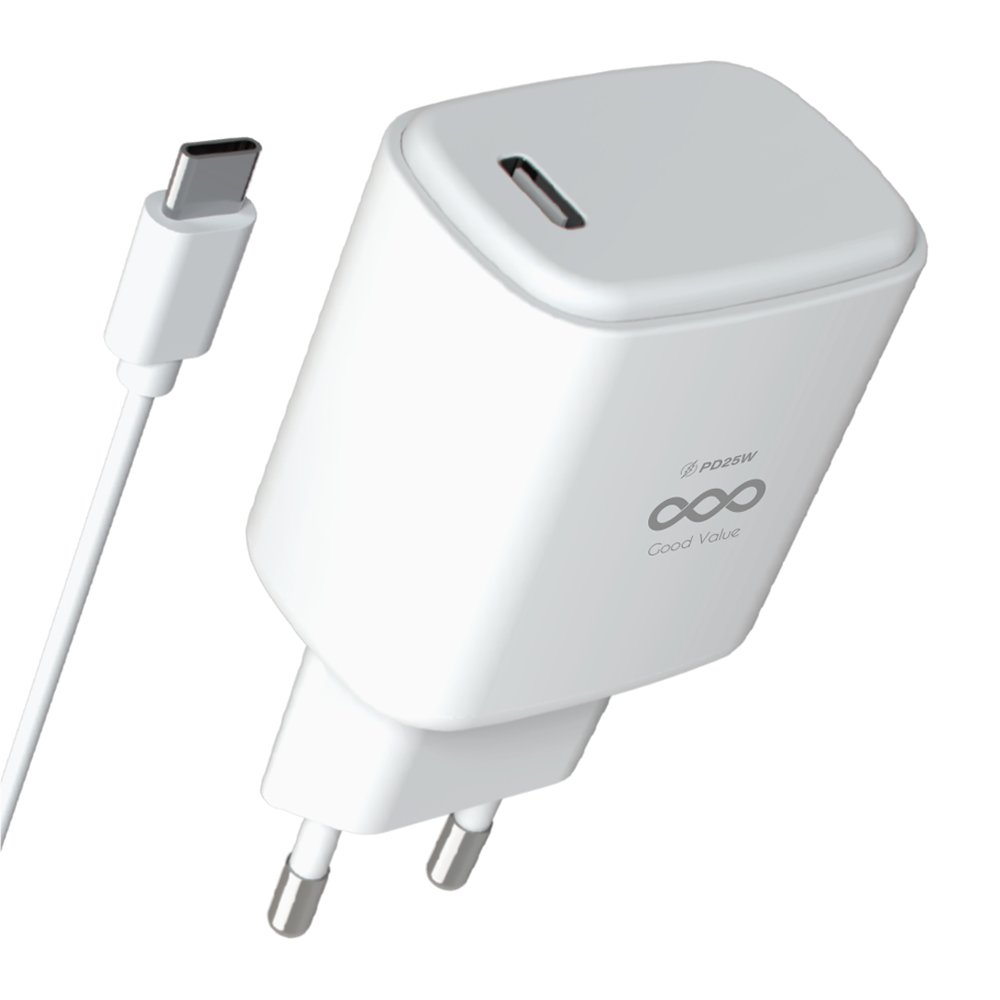 굿밸류 25W 컴팩트 PPS 초고속 PD 충전기 + C타입-C타입 PD 케이블 세트, 화이트, 1세트 6,600원