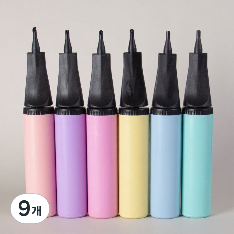 헬퍼샵 파스텔 풍선펌프 튜브 공 볼 바람주입기, 9개, 파스텔톤 6종 색상 중 랜덤발송 18,510원