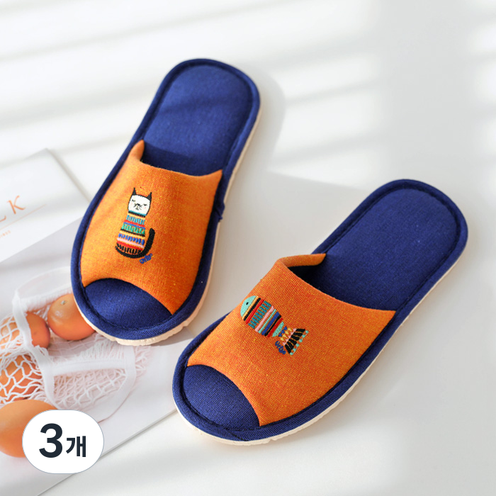 오리고 오픈 자수 실내화 캐츠앤피쉬, 오렌지 + 블루, 3개 43,500원