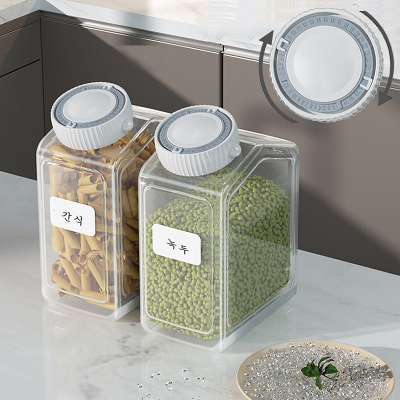 NIUFLY 1+1 투명 밀폐 잡곡통 쌀통 다용도 보관용기 사료통 날짜 설정 가능 10,500원