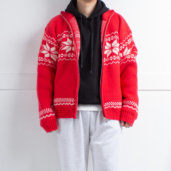 오드아이스트릿 노르딕 하이넥 집업 니트 코위찬 두터운 아우터 75,000원