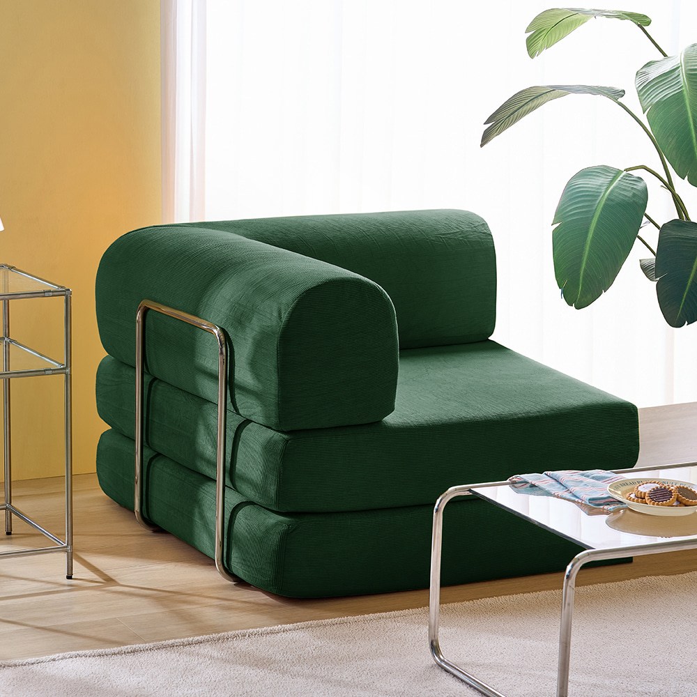 퍼니인어스 멜로우 볼드 소파 베드 가죽 패브릭 모듈 공간절약 감성 디자인 쇼파 원룸 다용도, 더스크그린 299,000원