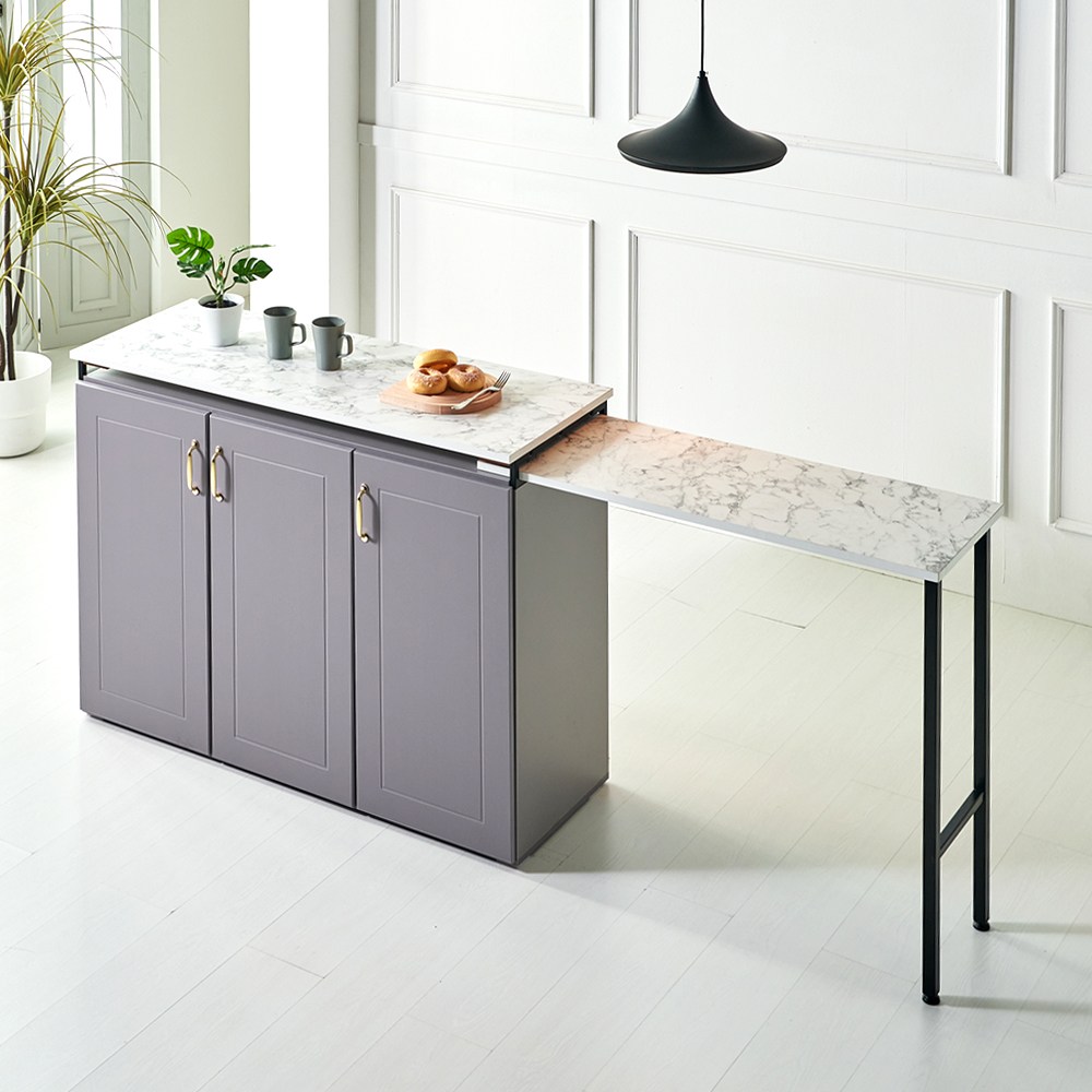 뉴블 확장형 홈바 1200 대리석무늬 아일랜드식탁, 그레이(DSC302GRC) 220,500원