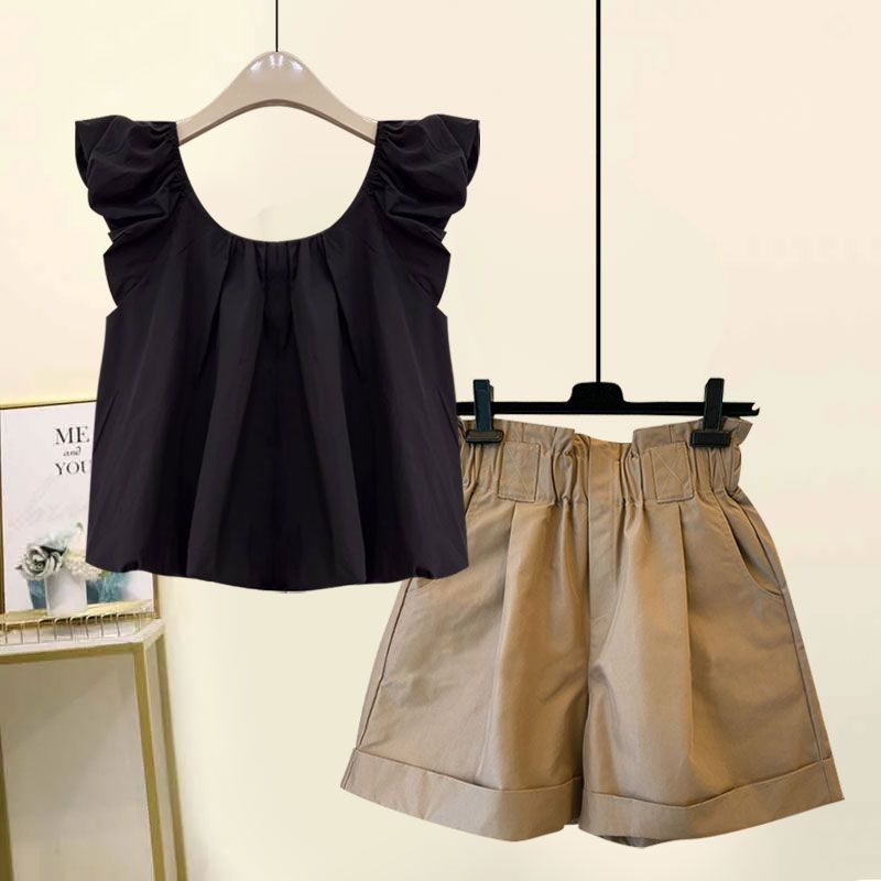 해피유통 어린이 여름 귀여운 웨이브 소매 상의와 반바지 세트 14세 이상 XG08 29,810원